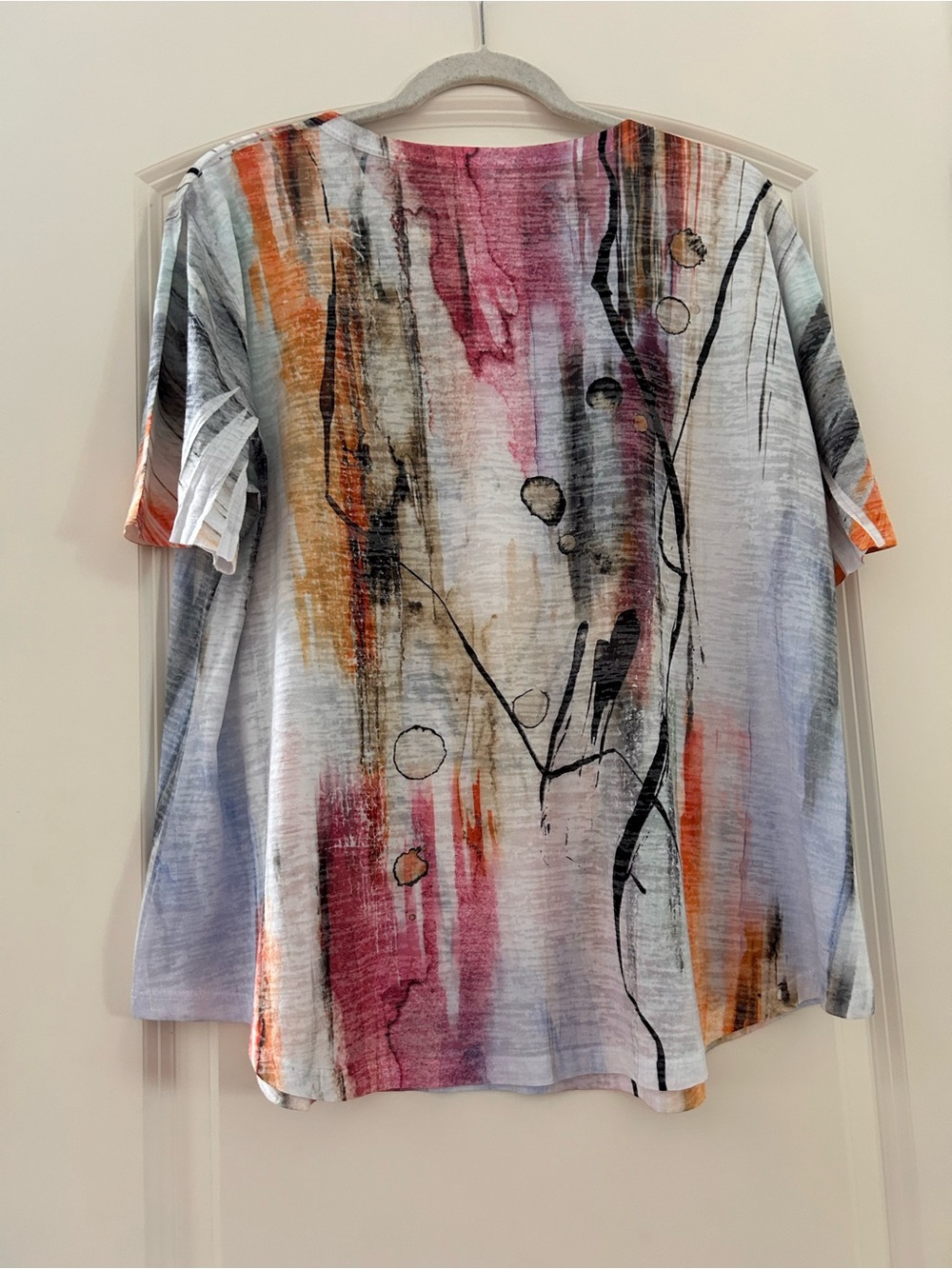 NWOT Jess & Jane Geometric Short Sleeve top. Artsy. Lagenlook. Made in USA. XL - Picture 3 of 7